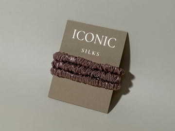 Save yourself from hair breakage and knots and allow our silky scrunchies to improve the quality of your hair's life! We use the highest quality (6A) 100% Mulberry silk that helps to ensure your endless experience. Antibacterial, hypoallergenic, and Hyaluronic Acid infused scrunchies.