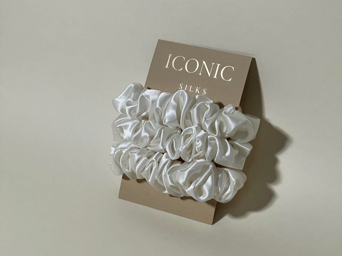 Save yourself from hair breakage and knots and allow our silky scrunchies to improve the quality of your hair's life! We use the highest quality (6A) 100% Mulberry silk that helps to ensure your endless experience. Antibacterial, hypoallergenic, and Hyaluronic Acid infused scrunchies.