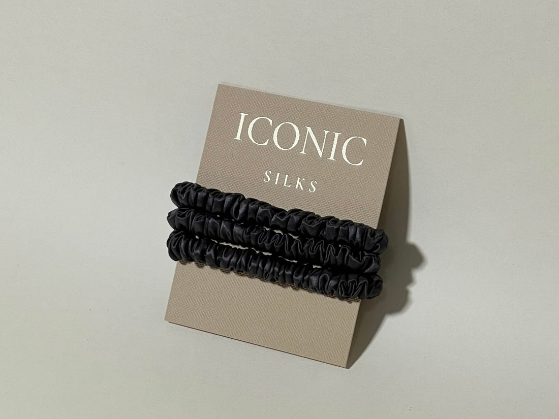 Save yourself from hair breakage and knots and allow our silky scrunchies to improve the quality of your hair's life! We use the highest quality (6A) 100% Mulberry silk that helps to ensure your endless experience. Antibacterial, hypoallergenic, and Hyaluronic Acid infused scrunchies.