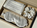 Experience the ultimate beauty sleep with our Hyaluronic Acid-infused silk set. Our luxurious silk pillowcase, eye mask, and scrunchie are all infused with skin-loving Hyaluronic Acid to help hydrate, plump, and soothe your skin and hair as you sleep. Wake up feeling refreshed and rejuvenated with the power of Hyaluronic Acid and the silky smoothness of our high-quality silk fiber.