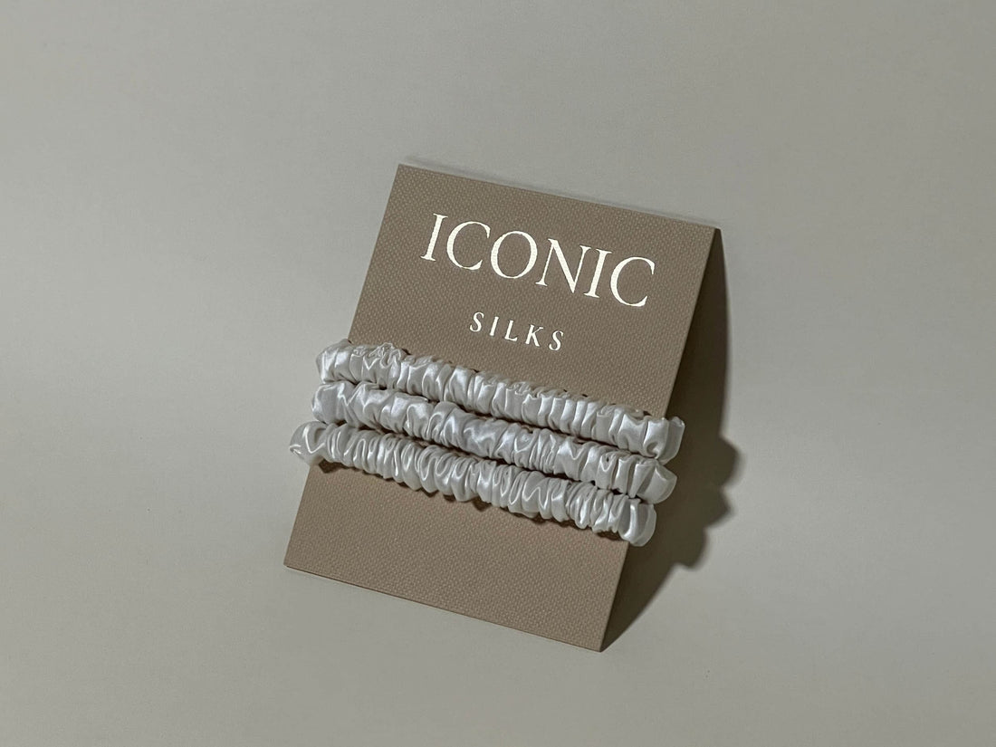 Save yourself from hair breakage and knots and allow our silky scrunchies to improve the quality of your hair's life! We use the highest quality (6A) 100% Mulberry silk that helps to ensure your endless experience. Antibacterial, hypoallergenic, and Hyaluronic Acid infused scrunchies.