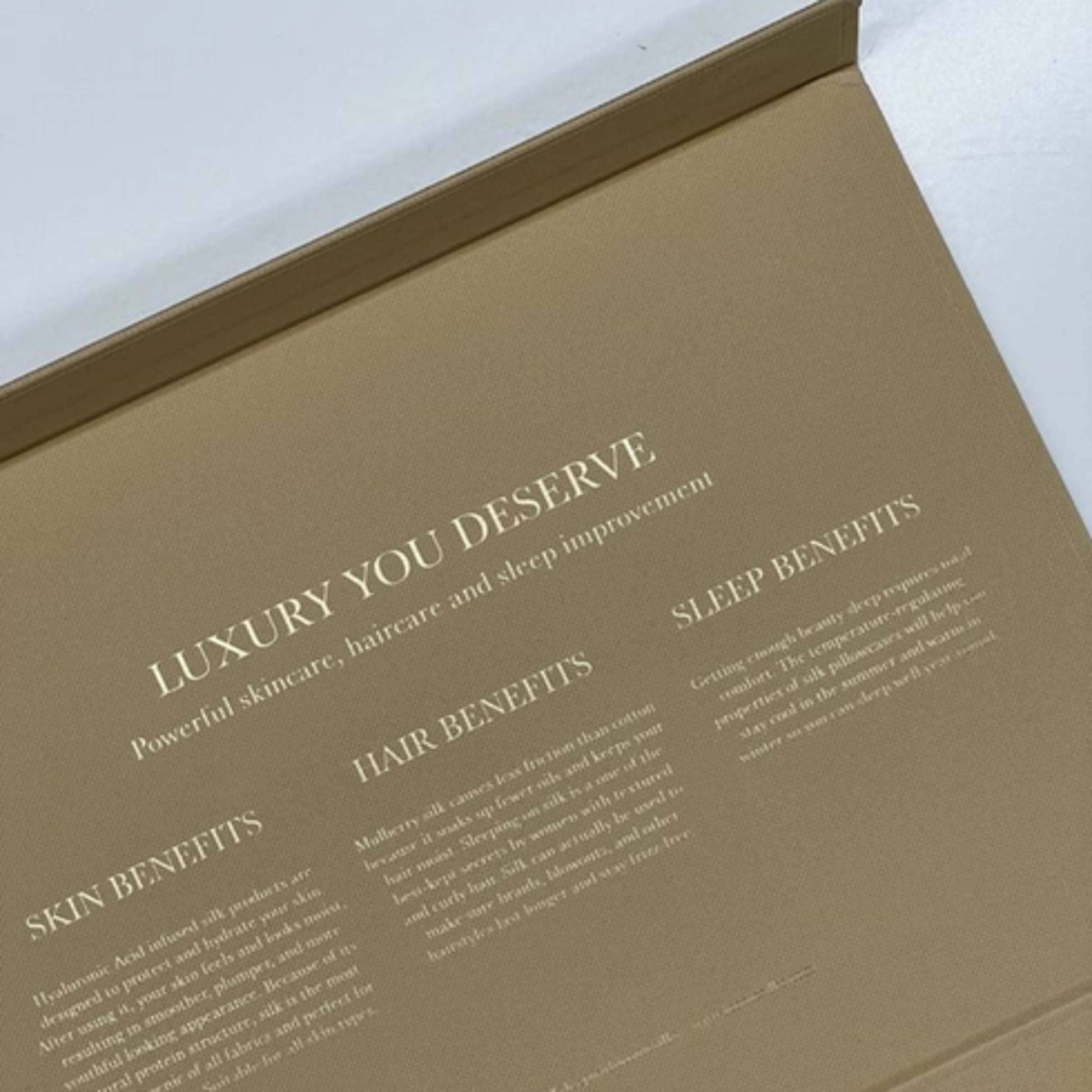 Get the beauty sleep you deserve with our Hyaluronic Acid Infused Silk Bundle - pillowcase, silk eye mask and scrunchie. The silky smooth fabric is gentle on your skin and hair while the infused Hyaluronic Acid provides hydration, leaving you with a refreshed and rejuvenated skin. 